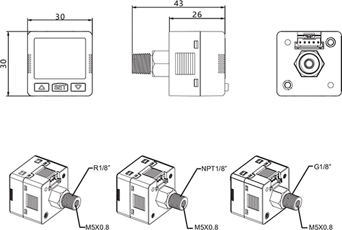 L&T Air Compressor Pressure Switch Zse30A-01-N-L ISE30A-01-N-P Zse30-C4l-25-M Digital Pressure Switch