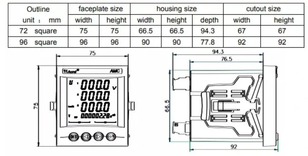 Three Phase Single Phase Digital Panel LED Multi Function Electronic Energy Voltage Ampere Meter