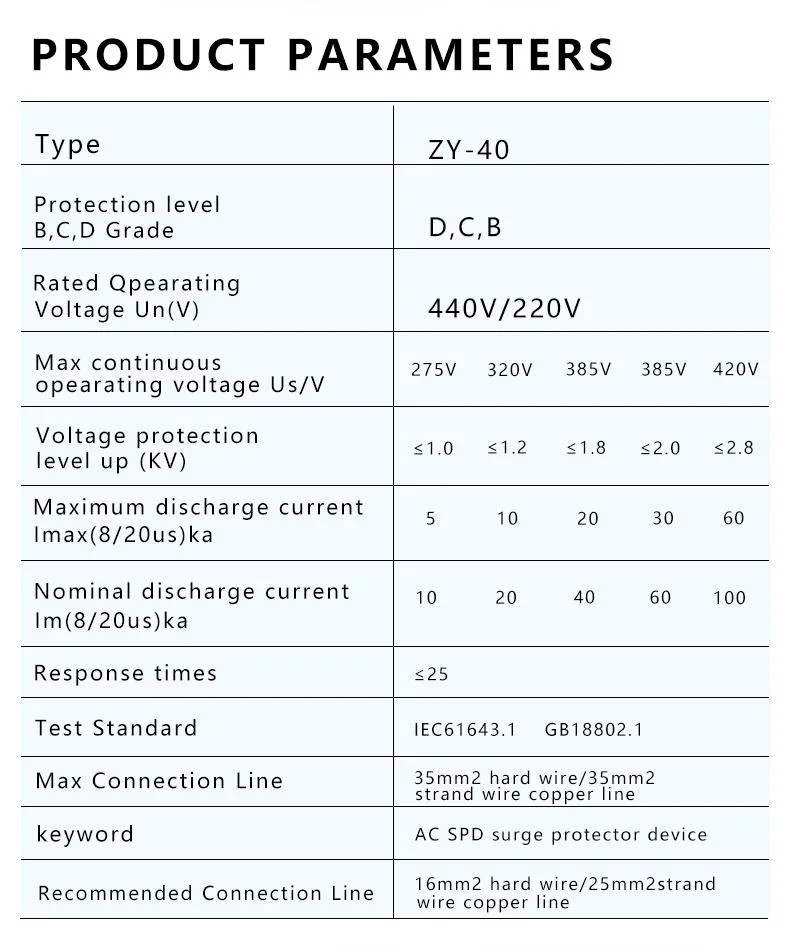 Solar PV SPD Surge Protective Device Lightning Protection AC 2pole 3p 4p