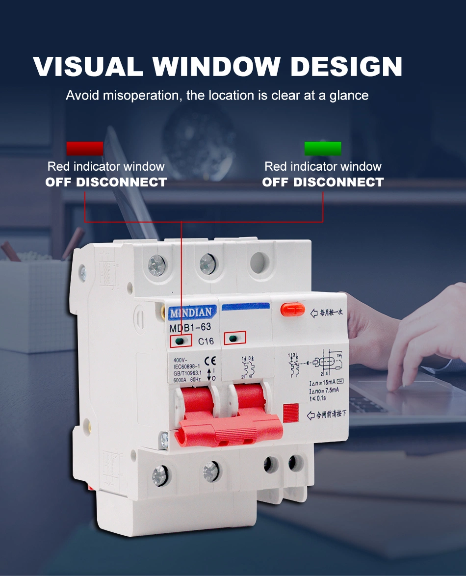 RCBO Circuit Breaker 1p+N Earth Leakage Circtuit Breaker ELCB RCCB RCD RCBO 6A 10A 16A 20A 25A AC Type Residual Current Device