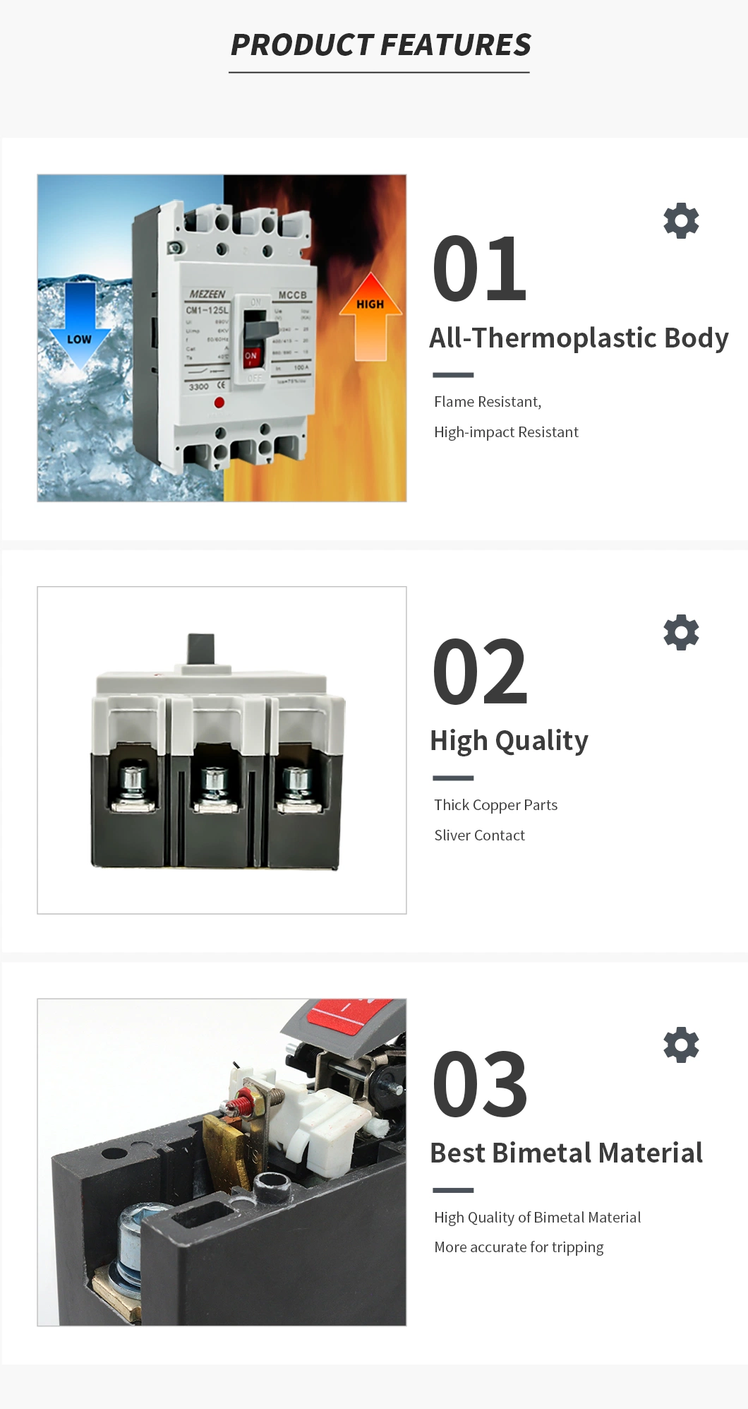 Mezeen Cm1-125L MCCB Molded Case Circuit Breaker 1p 2p 3p 4p 125A Electric Circuit Breaker