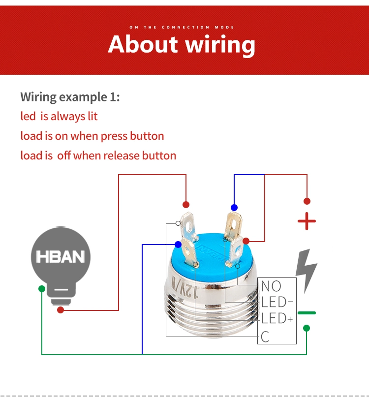 Spst High Head Push Button Pin Terminal Waterproof Metal Momentary 12mm Switch