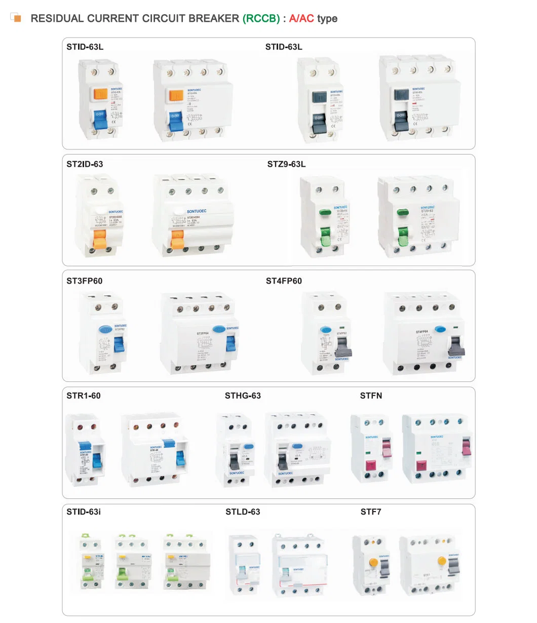 Recharge Station Protection Switch B Type RCCB Residual Current Circuit Breaker RCD