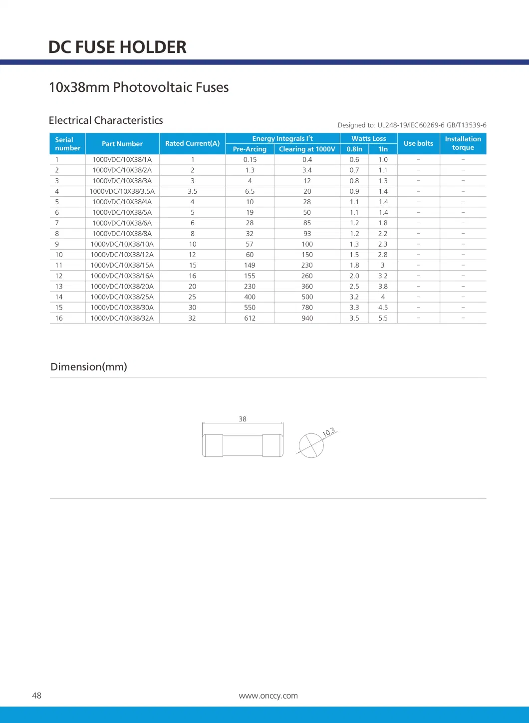 Solar PV DIN Rail DC 1000V/1500V 16/50A Fuse Holder Fuse Switch