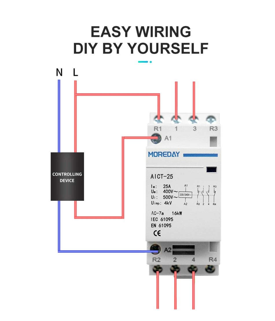 2p 4p 63A Home Hotel AC Contactor DIN Rail Mini Modular Contactor