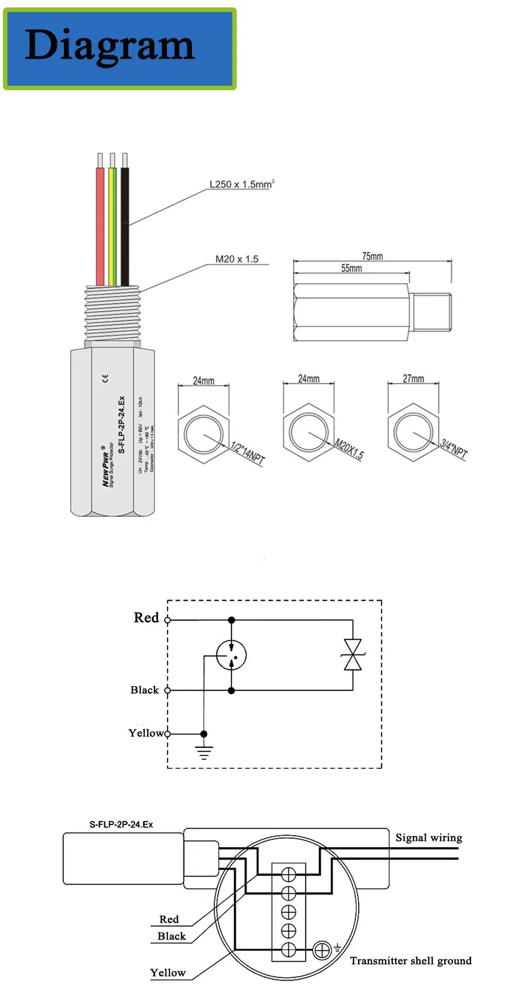 Signal Surge Device 4~20mA DC 24V RS485 Analog Signal Protector Surge Protective Device SPD Hazardous Area 24V Signal Protector Device Signal Protection Device