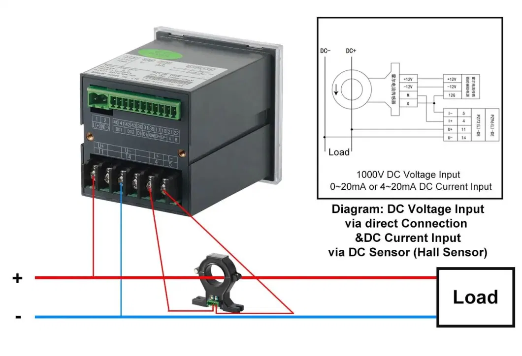 Acrel Measuring 0-1000V DC Voltage Energy Meter with RS485 Communication