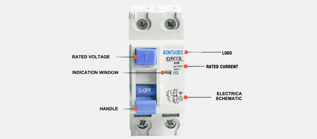 Sontuoec 16A, 25A, 40A, 63A, 100A, 125A Residual Current Circuit Breaker RCCB