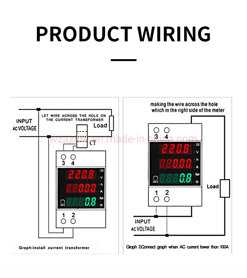 D52-2047 Digital LED Voltage Current Active Power Factor Energy Meter AC80-300V Electrical Meter