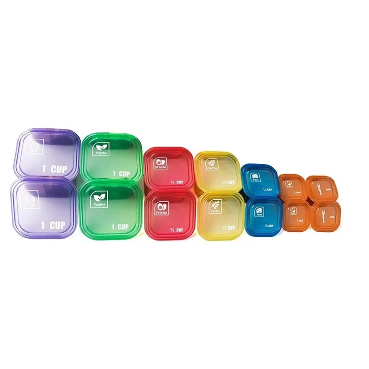 Rainbow Color 21 Day Portion Control Diet Plastic Box Set (7 Piece) BPA Free Food Storage Containers Lose Weight