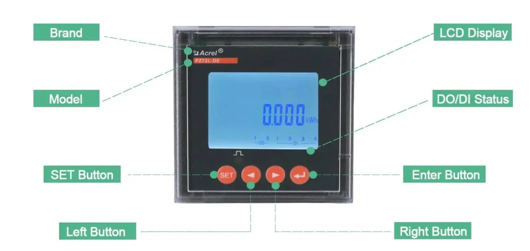 Acrel Measuring 0-1000V DC Voltage Energy Meter with RS485 Communication