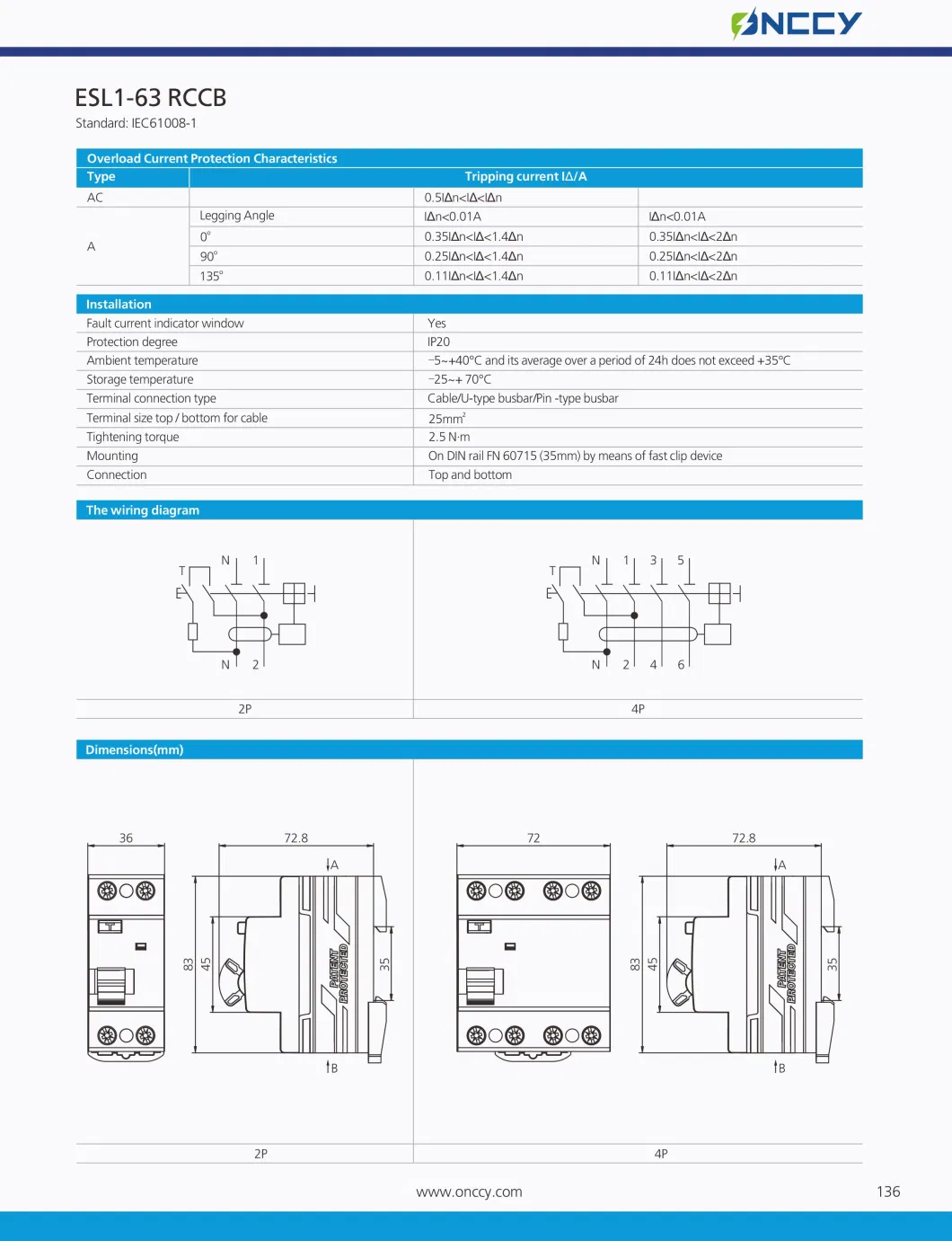 Factory Low Voltage Single Pole Miniature Circuit Breaker RCCB