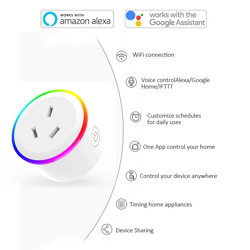 RGB Scene Light Outlet Au/Japan/UK/EU/Us with LED Indicator Home Smart Sockets