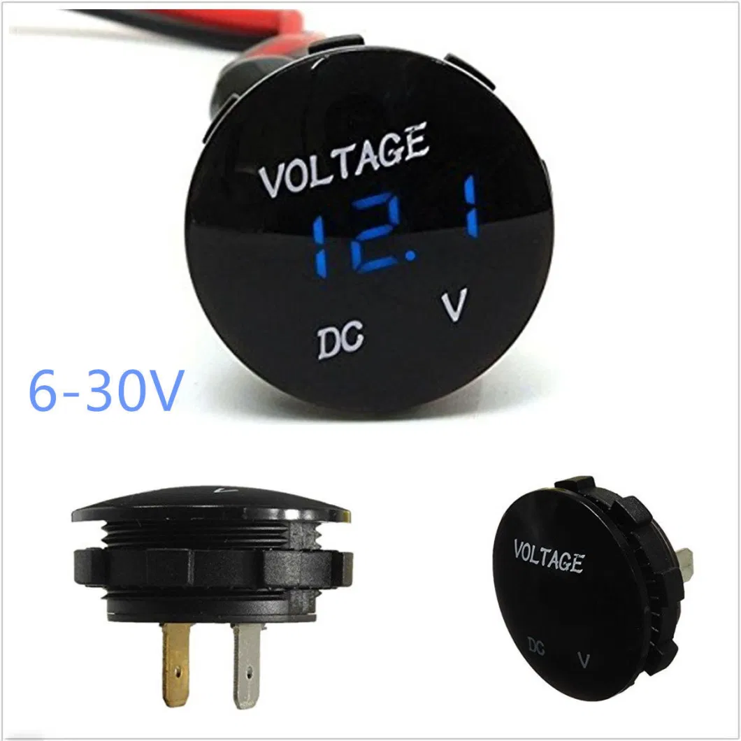 Universal Digital Display Voltmeter Waterproof Voltage Meter Blue/Red/Green LED for DC 12V-24V Car Motorcycle Auto Truck Voltmeter