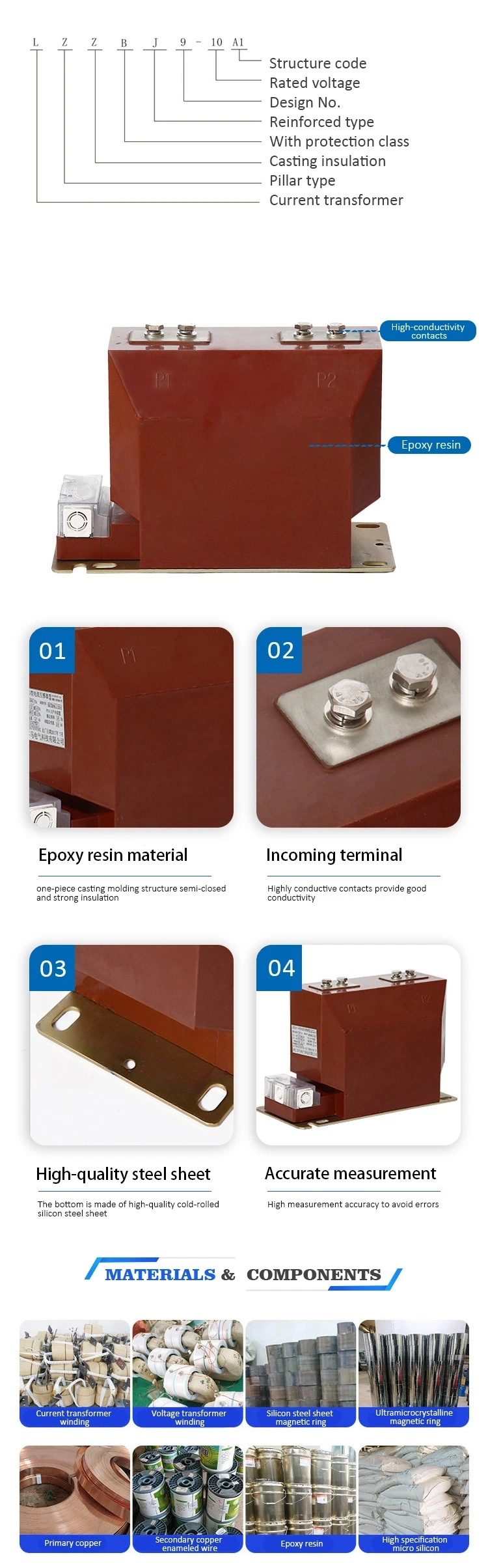 Single Phase Outdoor Epoxy Resin Dry High Voltage Current Transformer