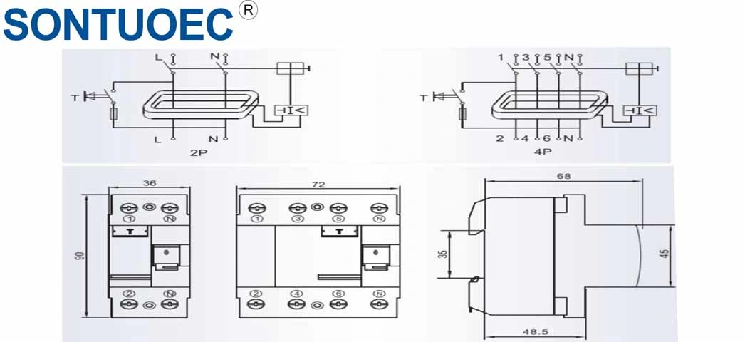 a Type Residual Current Operated Circuit Breaker RCCB 6ka 63A