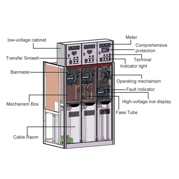 Sf6 Full Metal Closed Ring Main Unit Circuit Break+Isolator Switch Two Positions