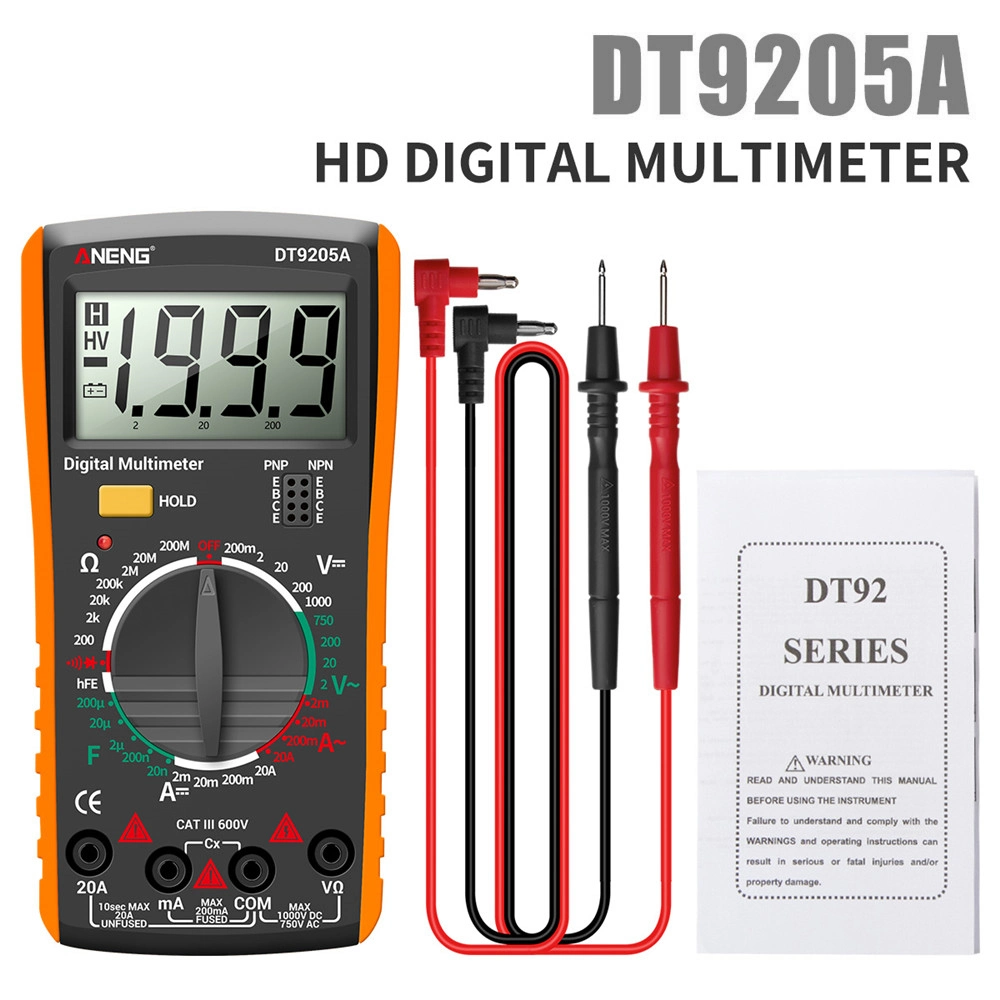 Aneng Multifunctional HD Digital True RMS Multimeter AC/DC Voltage Meter - Orange