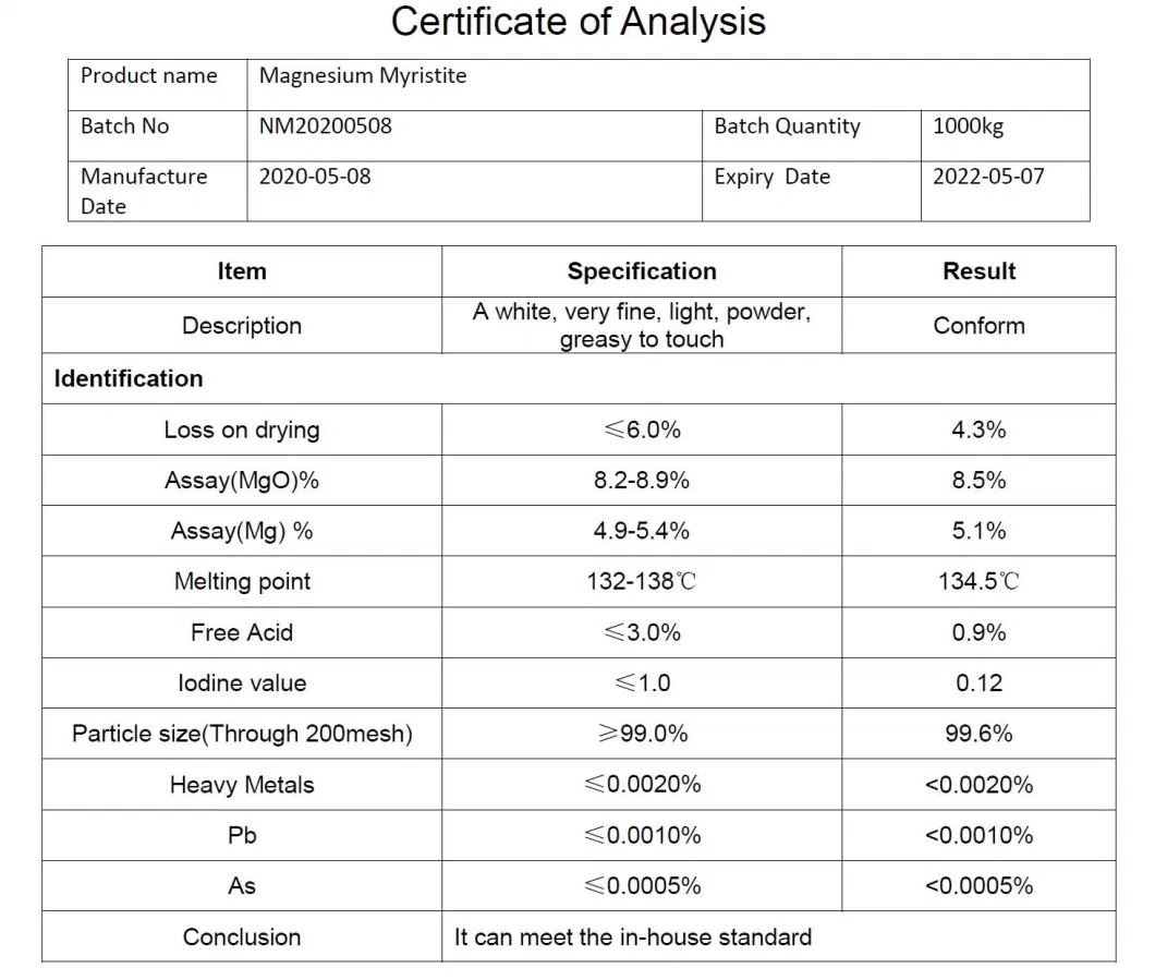 Top Quality Magnesium Myristate CAS No 4086-70-8