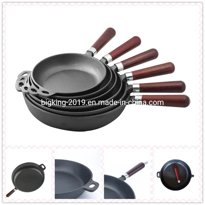 Industrial 12 Inch Cast-Iron Large Frying Pan with Single Wood Handle