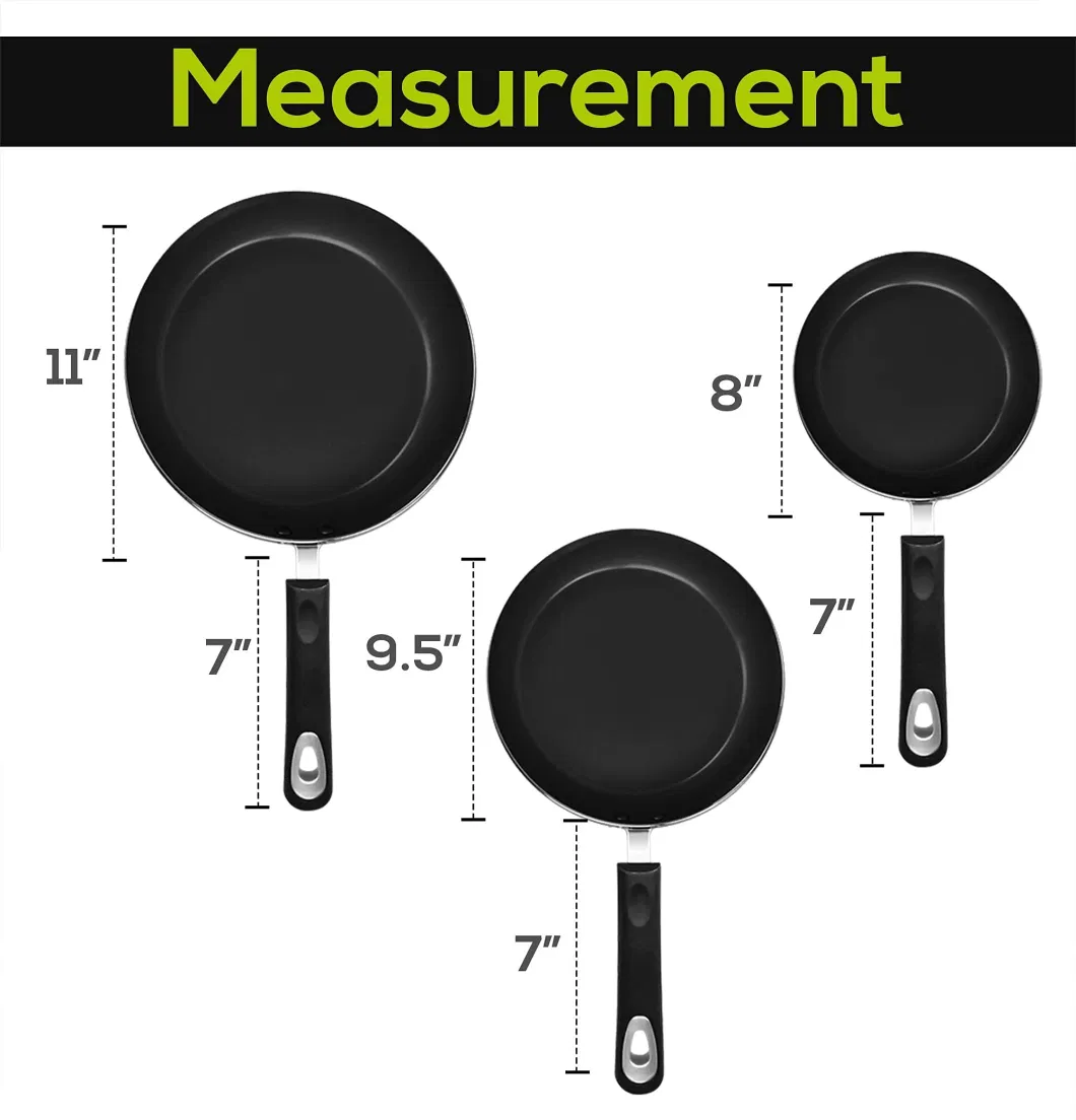 3 Piece Induction Bottom 8 to 11 Inches Kitchen Nonstick Frying Pan-Set