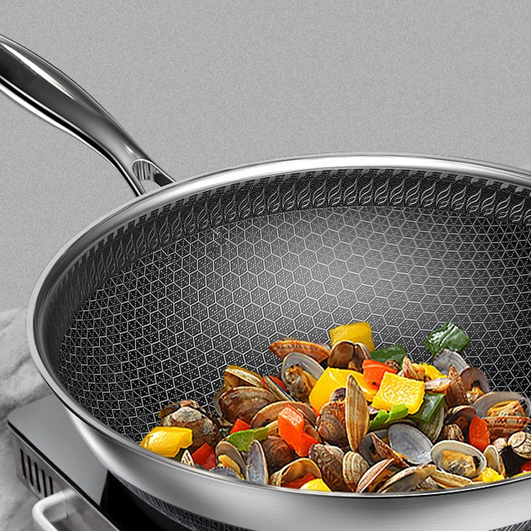 Customized Stainless Steel 316 Non Stick 32cm Fried Steak Frying Pan