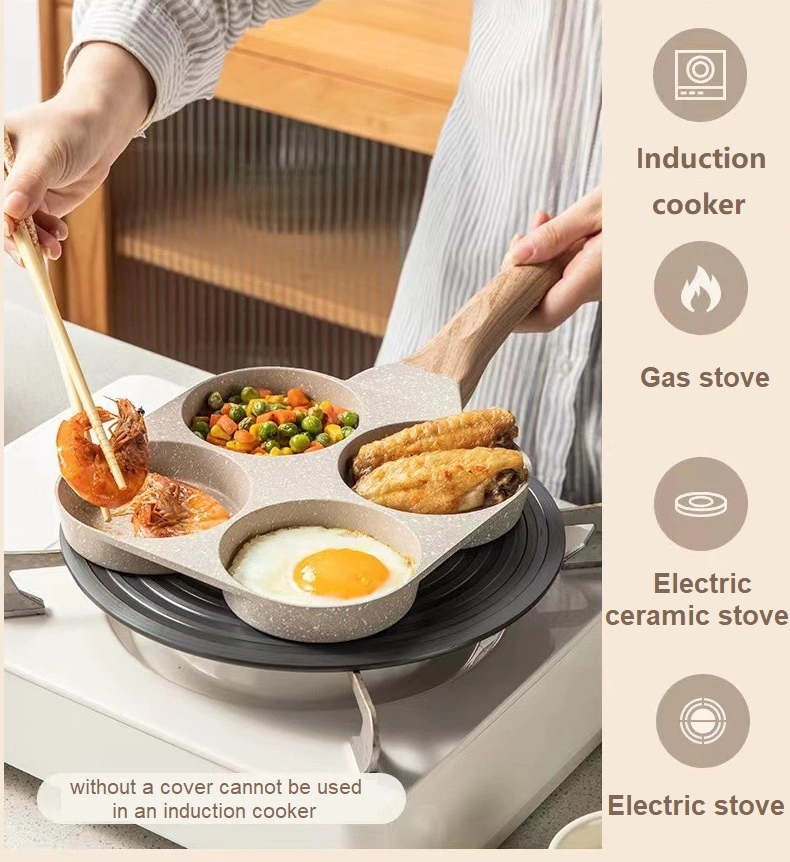 Multi-Function Breakfast Steak Egg Frying Pan Non Stick Frying Pan 4 Hole