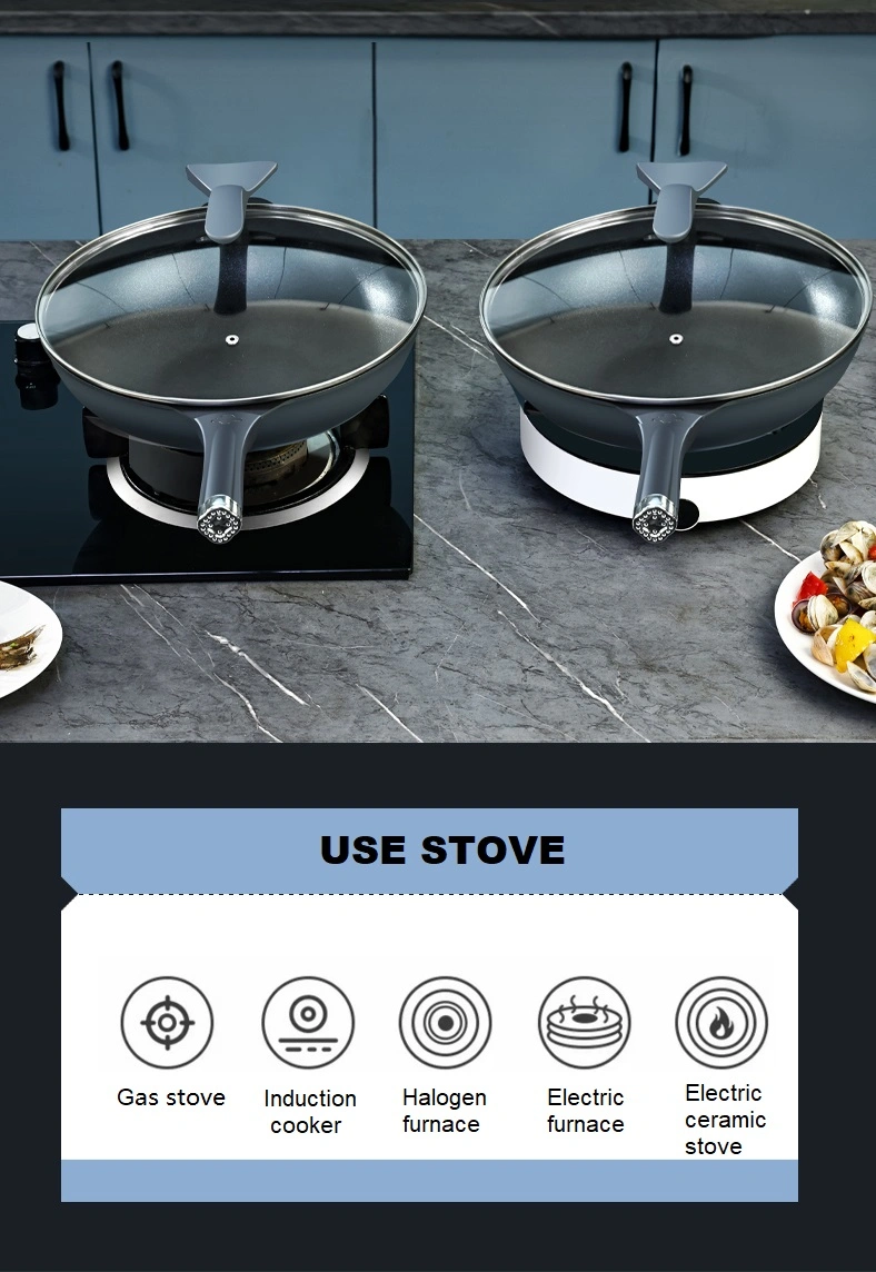 32cm Aluminum Non Stick Fry Pan with Glass Lid and Induction Bottom