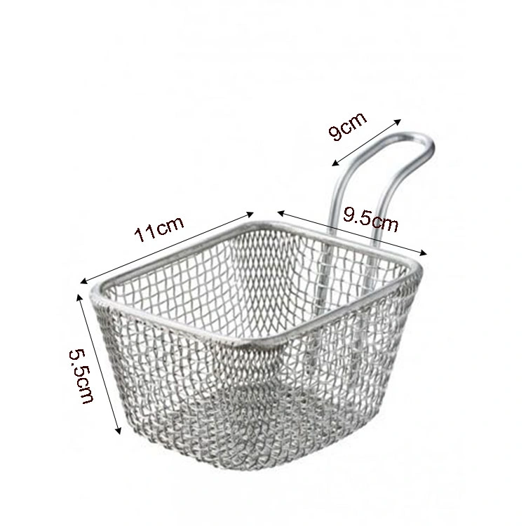 Square Wire Mesh Chip French Fry Basket with Handle