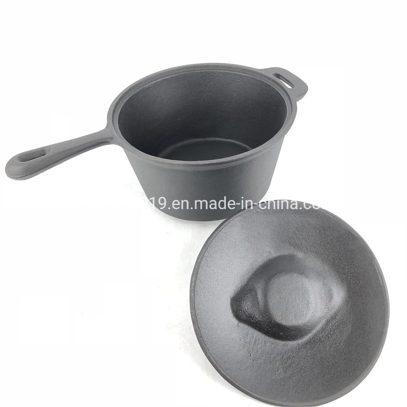 Double Use Cast Iron Sauce Skillet Pan &amp; Grill-Lid 2 in 1