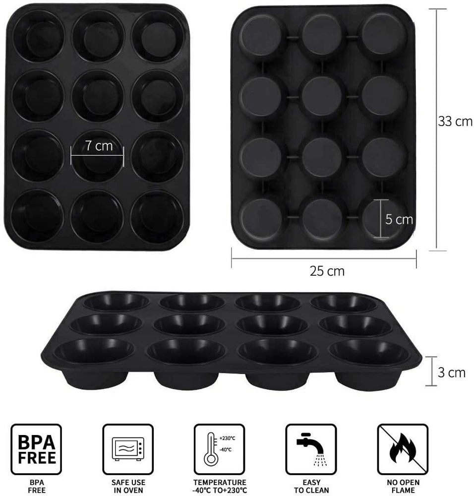 Non-Stick Silicone Muffin Pans for Making Muffin - BPA Free and Dishwasher Safe