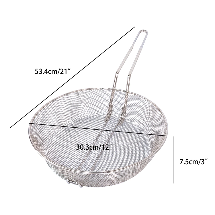 12&quot; Mesh Wire Chip Fryer Basket Stainless Steel Pan Filter Basket