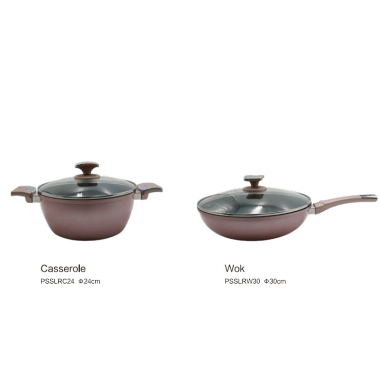 PVD Coating Ceramic Non Stick Pan Cooking Pot Set Non-Stick Cookware Set Pans with Cast Aluminum Lid