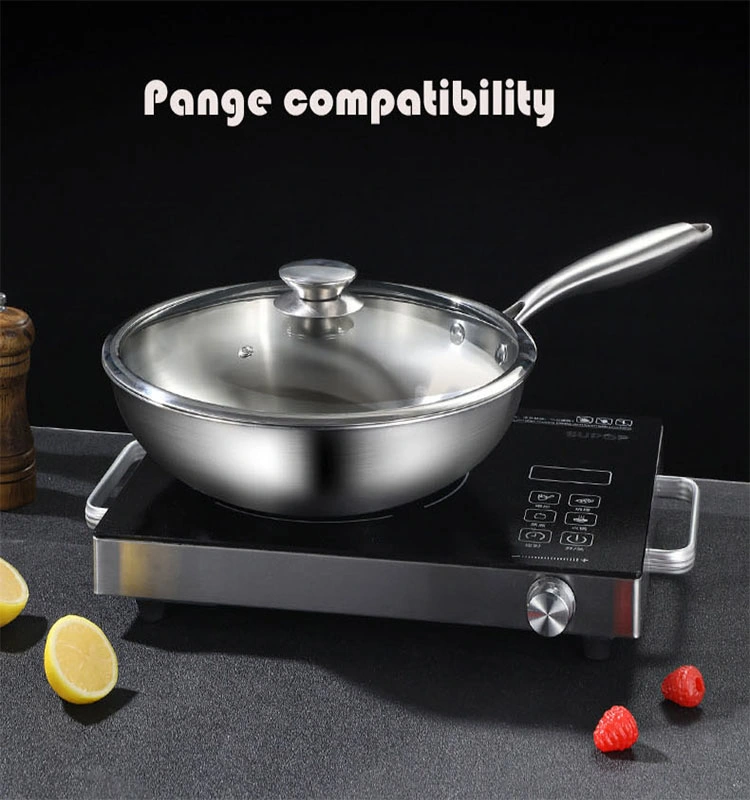 304 Food Grade Three-Layer Stainless Steel Household Non-Stick Steel Wok