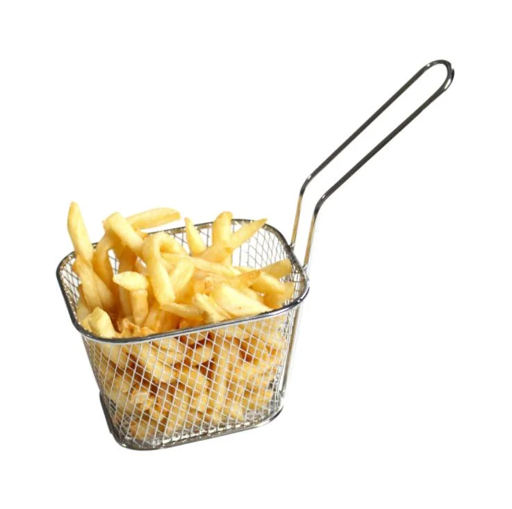 Square Fry Basket Metal Deep Fry Basket Present Fried Food Table Serving Chip Baskets Fryer Serving Food Basket, Mini Kitchen Frying Basket Wbb15720