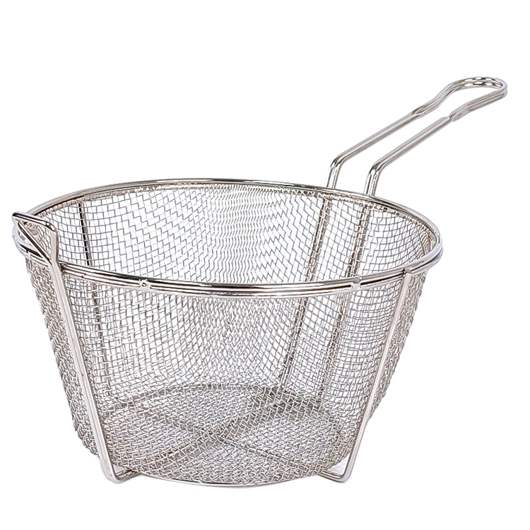 9.5&quot; Wire Mesh Fry Basket Round Stainless Steel Steamer Deep Frying Pot Basket