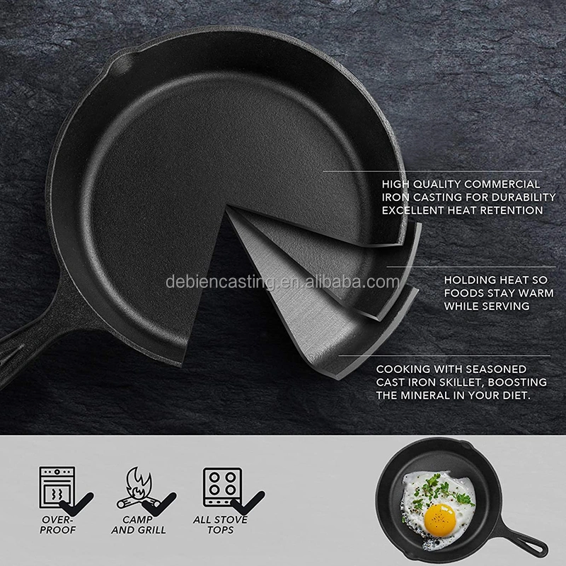 High Quality Cast Iron Cooking Cookware Non Stick Pre-Seasoned Oil Mini Kitchen Frying Pan Skillet