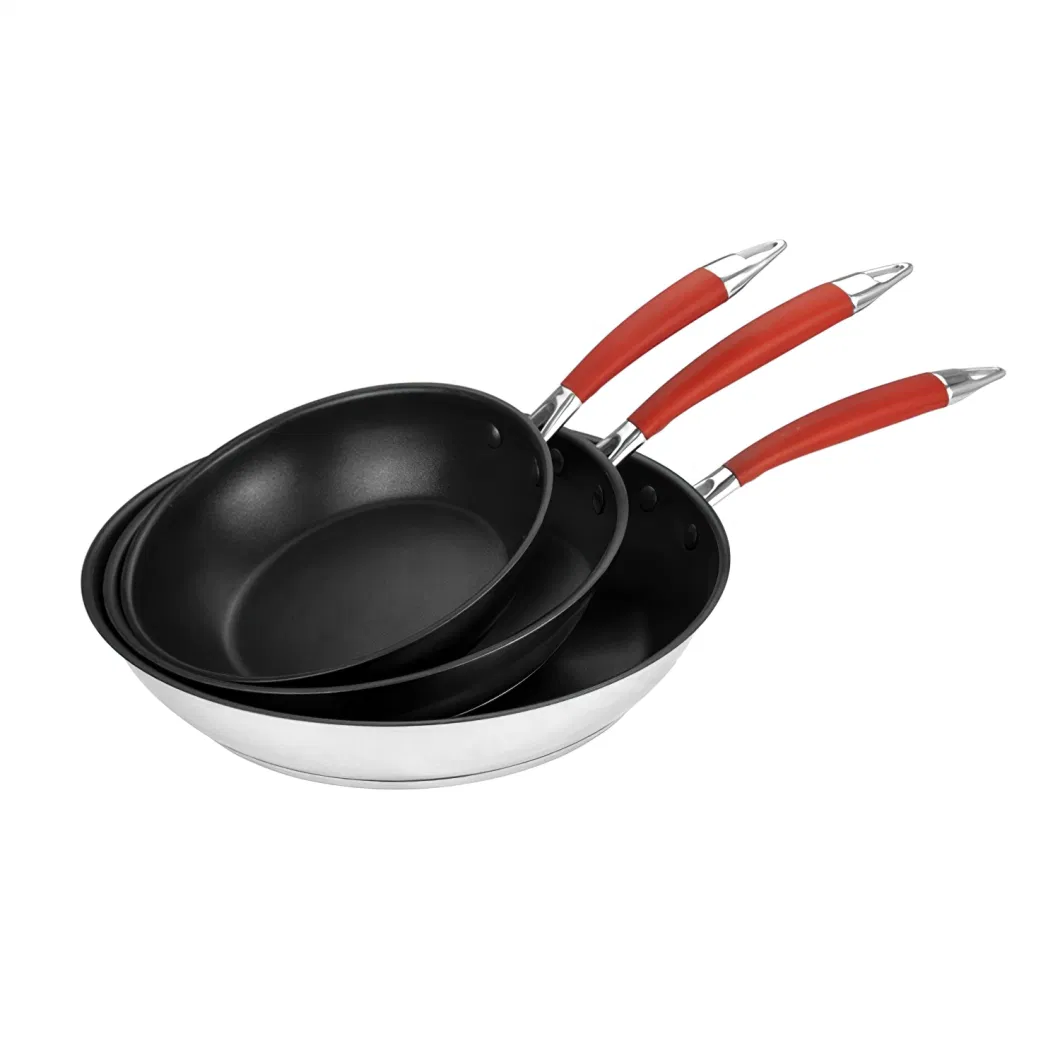 Kitchen Stainless Steel Nonstick Wok Pan, Induction Cookware, Nonstick Coating Available, Skillet Fry Pan Multi Stir Frying Pan, Fit for All Stovetops