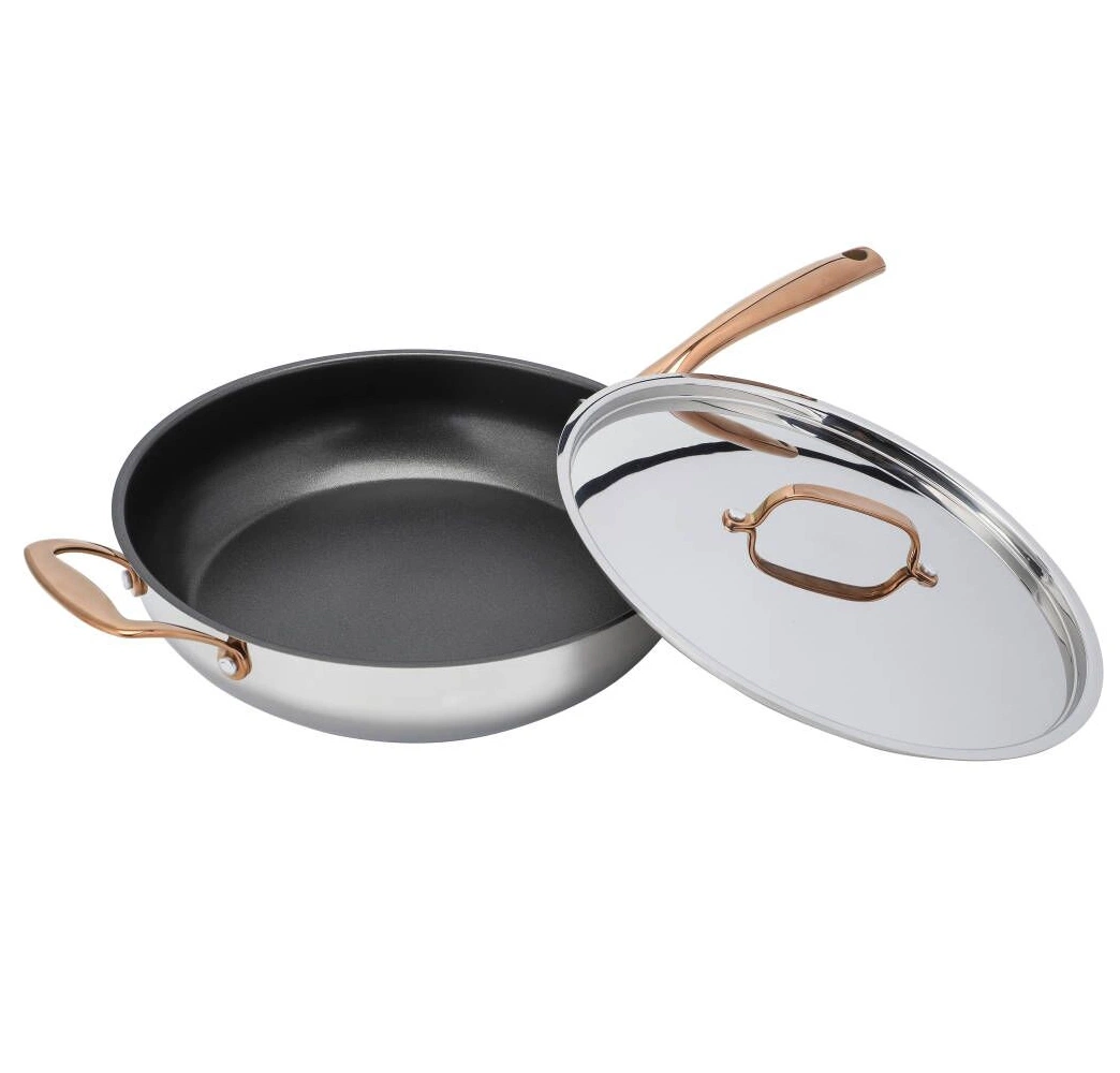 Stainless Steel Saute Pan with S. S Lid Best Quality Nonstick Fry Pan Tri-Ply Bottom Induction Cooking Pan