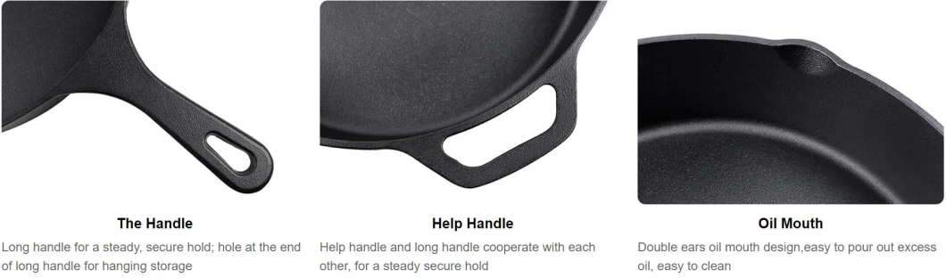 Cast Iron Cookware Deep Skillet Frying Pan with Glass Lid