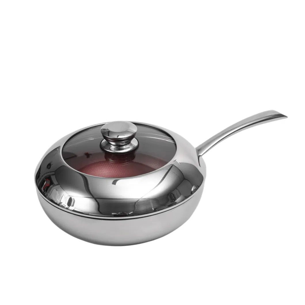 Nonstick Coating Red Colour Stainless Steel Cookware 28cm Wok