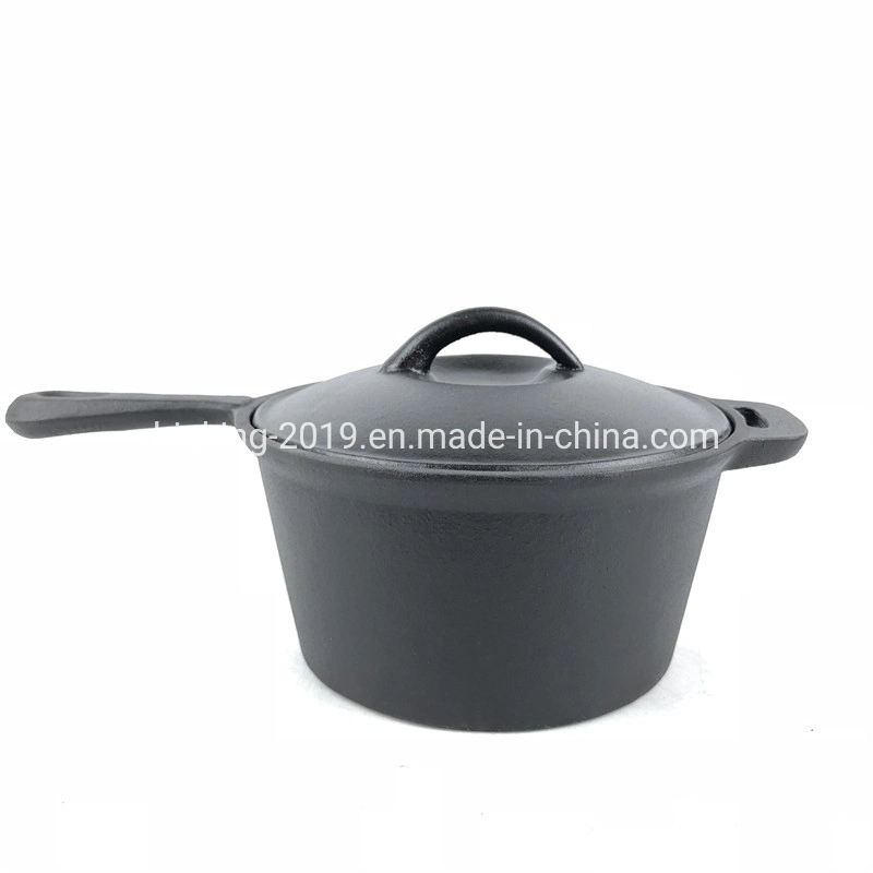 Double Use Cast Iron Sauce Skillet Pan &amp; Grill-Lid 2 in 1