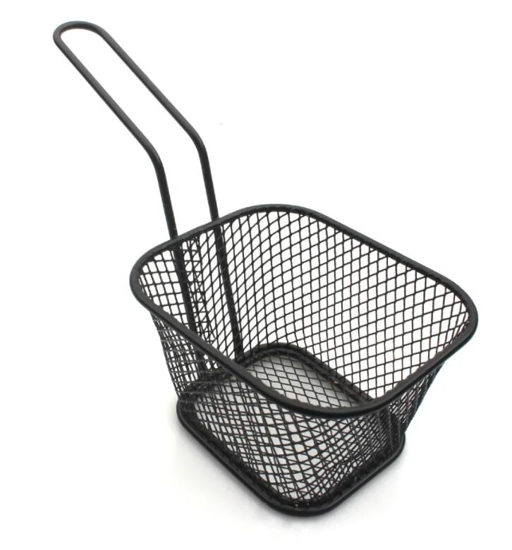 Square Fry Basket Metal Deep Fry Basket Present Fried Food Table Serving Chip Baskets Fryer Serving Food Basket, Mini Kitchen Frying Basket Wbb15720