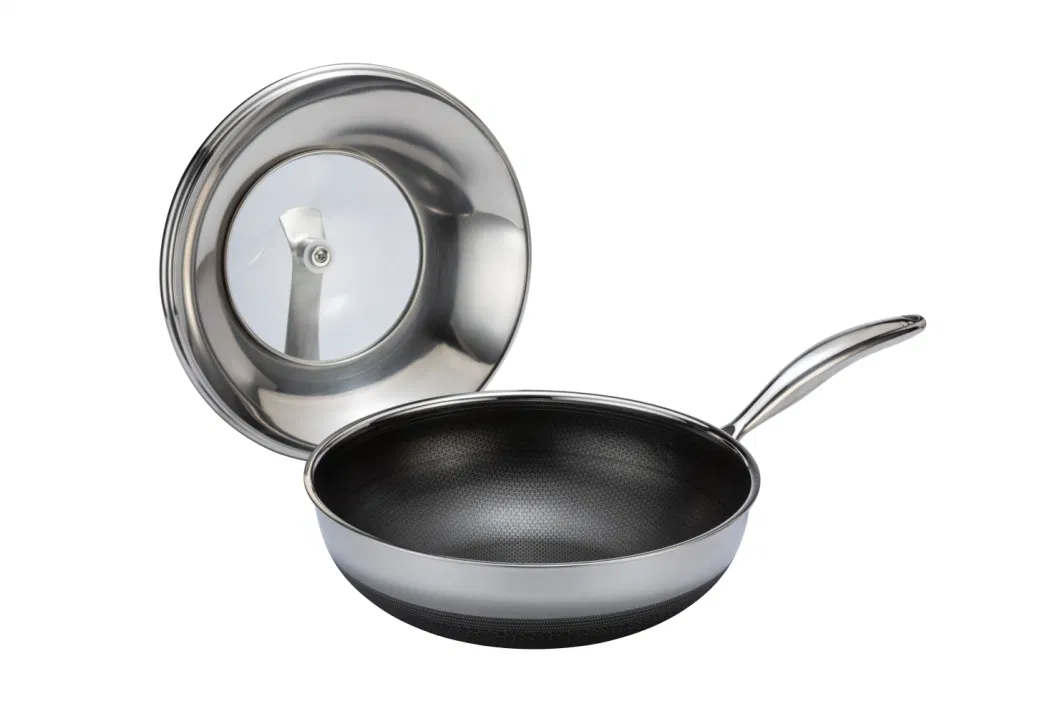 Hot Sales Cookware Stainless Steel Nonstick Double Layer Coating 30cm Wok