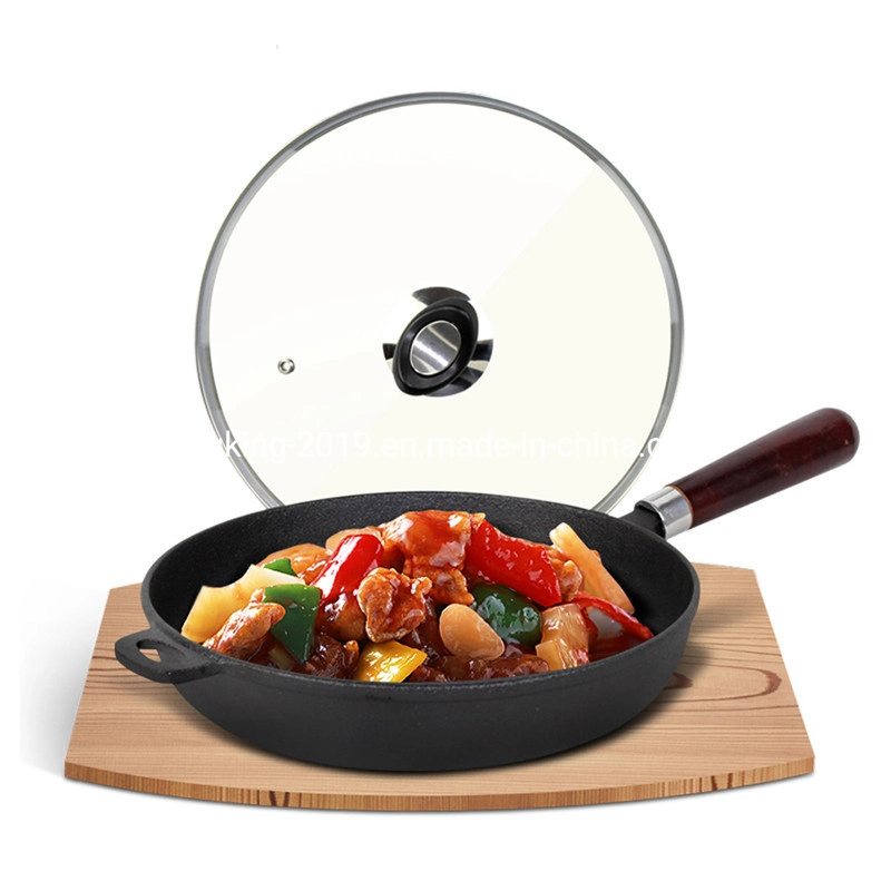 Industrial 12 Inch Cast-Iron Large Frying Pan with Single Wood Handle