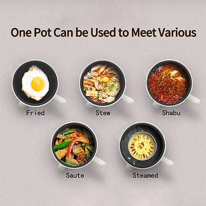 High Quality Multifunction Electric Skillet Portable Small Rice Cooker Fry Pan with Dual Power Temperature Control