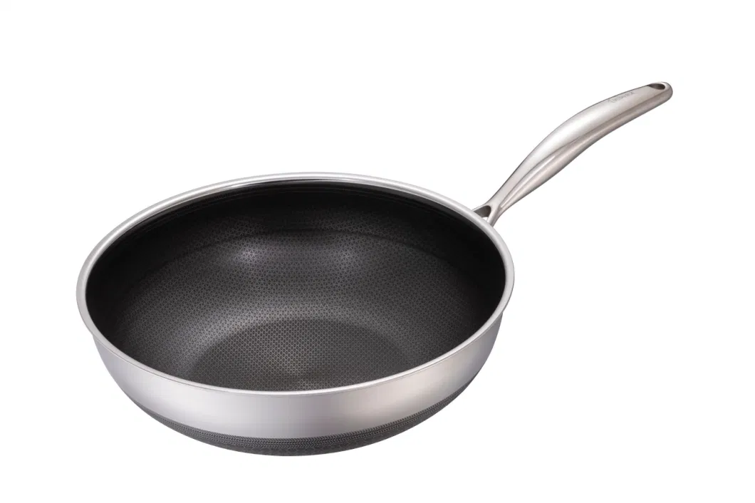 Hot Sales Cookware Stainless Steel Nonstick Double Layer Coating 30cm Wok