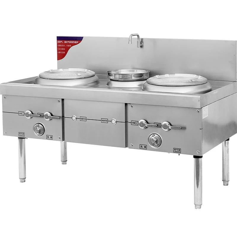 Kitchen Commercial Wok Range Industrial 2 Burners Gas Stove for Chef Restaurants and Hotels