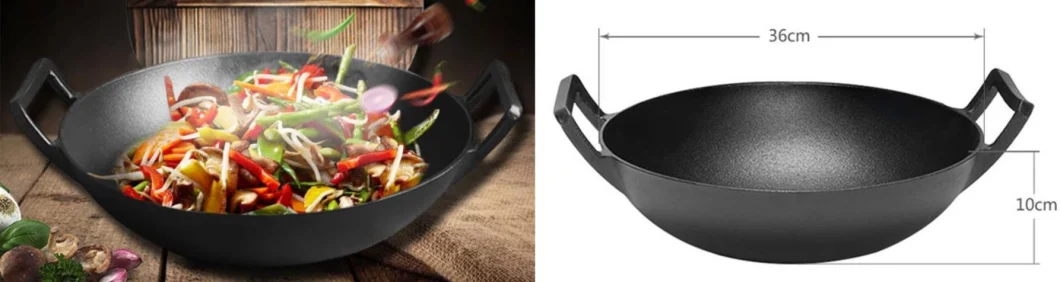 Traditional Large 14 Inch Cast Iron Wok for Cooking