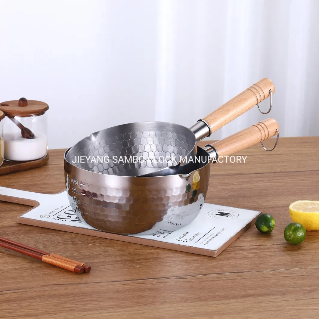 Japanese Style Stainless Steel Frying Pans Snow Pan Milk Pot Skillets Pans Noodle Pot